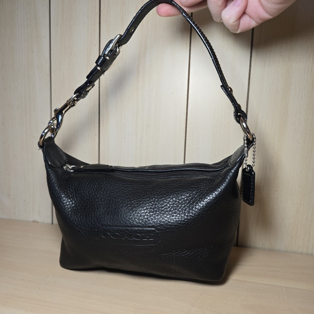 Vintage Coach BLACK Y2K‎ LEATHERWARE EST 1941 Handbag Baguette Satchel Bag Purse